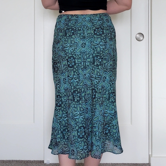 Y2K Style Mosaic Print Bias Cut Teal Skirt - Picture 6 of 6